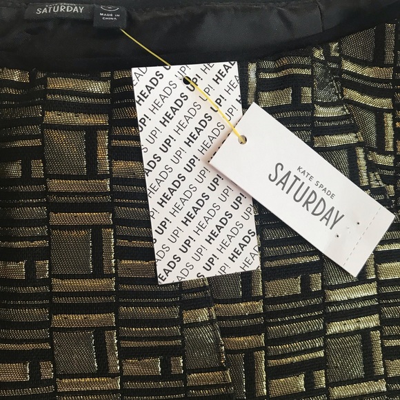 Kate Spade Gold Jacquard Fluted Hem Mini Skirt - New With Tags NWT HP - Picture 8 of 8